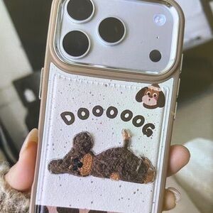 Cute Dog Design Phone Case - Brown and White